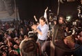 Pablo iglesias waves during campaign rally