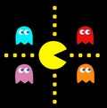 Pac-Man with his enemies Royalty Free Stock Photo
