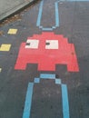 Pac-Man street art park in Seattle, Blinky ghost closeup