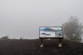 PACAYA, GUATEMALA - MAR 28, 2016: Viewpoint at the Pacaya volcano in the mist, Guatema
