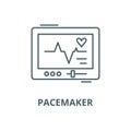 Pacemaker vector line icon, linear concept, outline sign, symbol