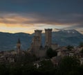 View of Pacentro. A small village in Abruzzo among mountains Royalty Free Stock Photo