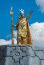 Pachacutec Inca stue in Plaza de Armas of Cuzco Peru Royalty Free Stock Photo