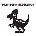 Pachycephalosaurus . Cute dinosaurs cartoon characters . Silhouette black isolated color . Royalty Free Stock Photo