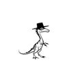 Pachycephalosaurus. Pachycephalosaurus simple black and white line art vector logo Royalty Free Stock Photo
