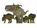 Pachyrhinosaurus Dinosaur with Young Royalty Free Stock Photo