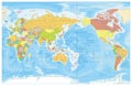 Pacific Centered World Colored Map and Water Bathymetry with nam