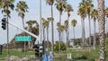 Pacific Coast Highway, historic route 101 road sign, tourist destination in California USA. Lettering on intersection signpost.