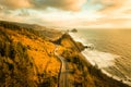 Pacific Coast Highway Oregon Coast at sunset, drone view Royalty Free Stock Photo