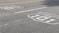 Pacific Coast Highway road marking on asphalt, historic route 101 sign in California, trip in USA. Royalty Free Stock Photo