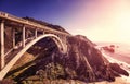 Pacific Coast Highway at sunset, USA. Royalty Free Stock Photo