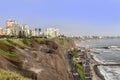 The Pacific coast of Miraflores in Lima, Peru