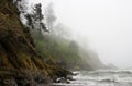 Pacific Coast rugged shoreline rocky fog Royalty Free Stock Photo