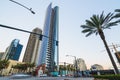 Pacific Highway & Broadway intersection in San Diego, California. Modern buildings, traffic, street view Royalty Free Stock Photo