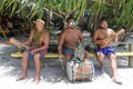 Pacific Island men play music in Rarotonga Cook Islands