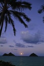 Pacific moonrise in hawaii Royalty Free Stock Photo