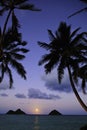 Pacific moonrise in hawaii Royalty Free Stock Photo