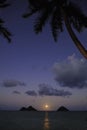 Pacific moonrise in hawaii Royalty Free Stock Photo