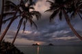 Pacific moonrise at lanikai beach, hawaii Royalty Free Stock Photo