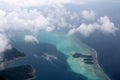 Pacific ocean Airplane view, BoraBora island, French Polynesia Royalty Free Stock Photo