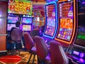Slot machines in a cruise ship casino Royalty Free Stock Photo