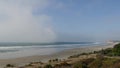 Pacific ocean beach. Vista point in Seagrove park. Del Mar, California USA. Fog misty haze weather.