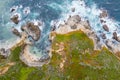 Aerial of Pacific Ocean and Rugged California Coast Royalty Free Stock Photo