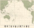 Pacific Ocean Map and flat map icons Royalty Free Stock Photo