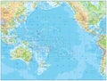 Pacific Ocean Physical Map Royalty Free Stock Photo