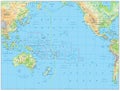 Pacific Ocean Physical Map. No bathymetry Royalty Free Stock Photo