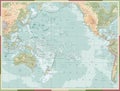 Pacific Ocean Physical Map Old Colors