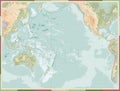 Pacific Ocean Physical Map Old Colors. No text Royalty Free Stock Photo