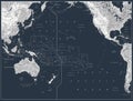 Pacific Ocean Physical Map White and Grey On Black Royalty Free Stock Photo