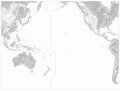 Pacific Ocean Physical Map White and Grey. No text Royalty Free Stock Photo