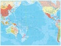 Pacific Ocean Political Map and bathymetry