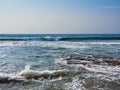 Rough Sea Washing Over Rock Pool, Cronulla Beach, Sydney, Australia Royalty Free Stock Photo