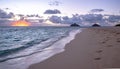 Pacific ocean sunrise at lanikai beach oahu  hawaii Royalty Free Stock Photo