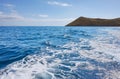 Pacific Ocean with an uninhabited island in the distance, Galapagos National Park, Ecuador Royalty Free Stock Photo