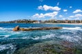 Pacific Ocean view in Sydney with beautiful prominent rocks and Coogee beach in background in Australia Royalty Free Stock Photo