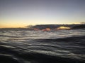 Pacific Ocean Waves at Beach in Kekaha during Sunset on Kauai Island, Hawaii. Royalty Free Stock Photo