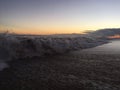 Pacific Ocean Waves at Beach in Kekaha during Sunset on Kauai Island, Hawaii. Royalty Free Stock Photo