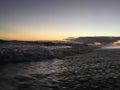 Pacific Ocean Waves at Beach in Kekaha during Sunset on Kauai Island, Hawaii. Royalty Free Stock Photo