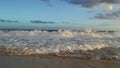 Pacific Ocean Waves during Sunset at Kekaha Beach Park in Kekaha on Kauai Island, Hawaii. Royalty Free Stock Photo