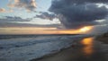 Pacific Ocean Waves during Sunset at Kekaha Beach Park in Kekaha on Kauai Island, Hawaii. Royalty Free Stock Photo