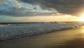 Pacific Ocean Waves during Sunset at Kekaha Beach Park in Kekaha on Kauai Island, Hawaii. Royalty Free Stock Photo