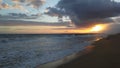 Pacific Ocean Waves during Sunset at Kekaha Beach Park in Kekaha on Kauai Island, Hawaii. Royalty Free Stock Photo