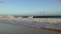 Pacific Ocean Waves during Sunset at Kekaha Beach Park in Kekaha on Kauai Island, Hawaii. Royalty Free Stock Photo