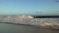 Pacific Ocean Waves during Sunset at Kekaha Beach Park in Kekaha on Kauai Island, Hawaii. Royalty Free Stock Photo