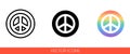 Pacific, peace sign, international symbol of peace, disarmament, antiwar movement on rainbow circle background icon of 3 types