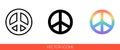 Pacific, peace sign, international symbol of peace, disarmament, antiwar movement in rainbow color icon of 3 types color, black